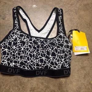 NWT Diane Von Furstenberg DVF Target Padded Sports Bra Black/White Size XS